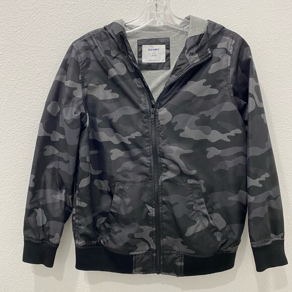 Old Navy zip up jacket large 10-12‎ gray black - Picture 1 of 5